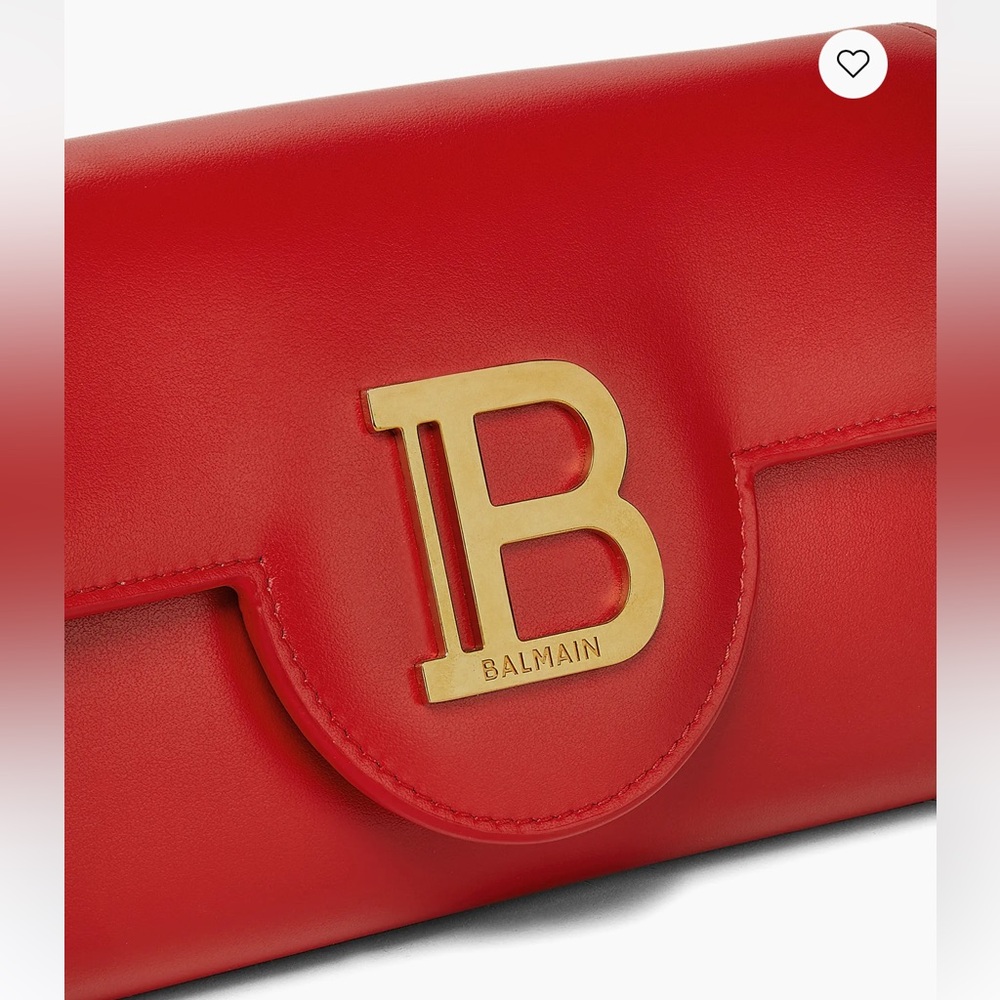 Balmain B-Buzz Leather Wallet-On-Chain Red/Rouge - Picture 2 of 11